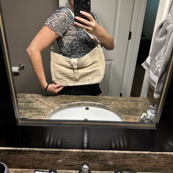 Vintage 90s Etienne Aigner Shoulder Bag Neutral Beige Textured Jute Barbiecore - Picture 16 of 16